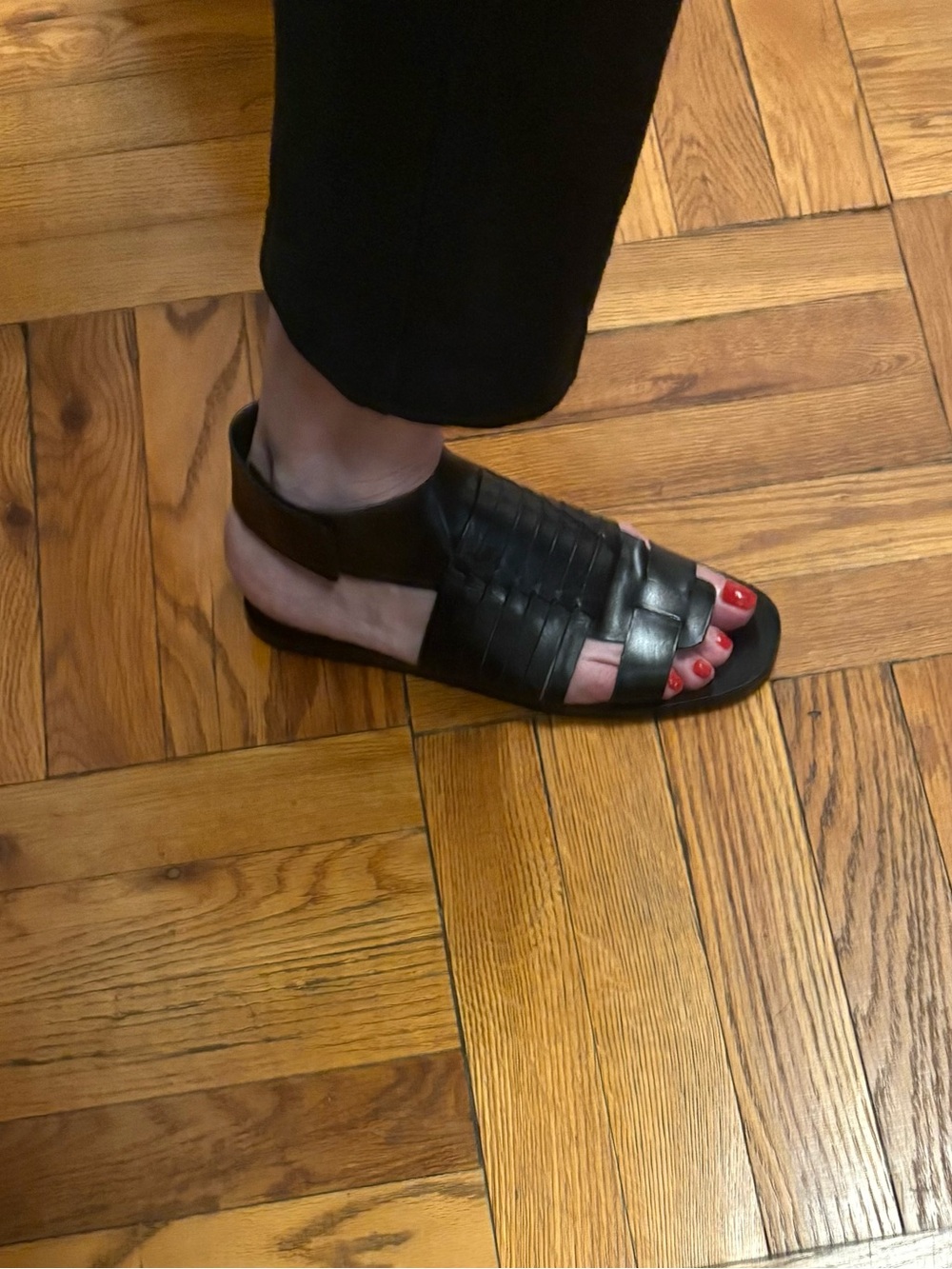 Vince Women’s Black Woven Leather Gladiator Sandals